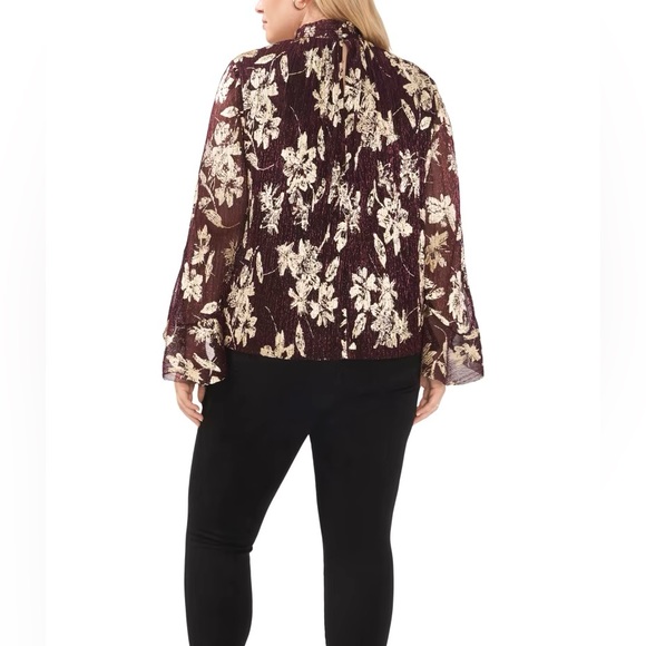 NWT Vince Camuto Sparkle Shine Dark Wine and Gold Metallic Plus Size 1X Holiday - Picture 2 of 9